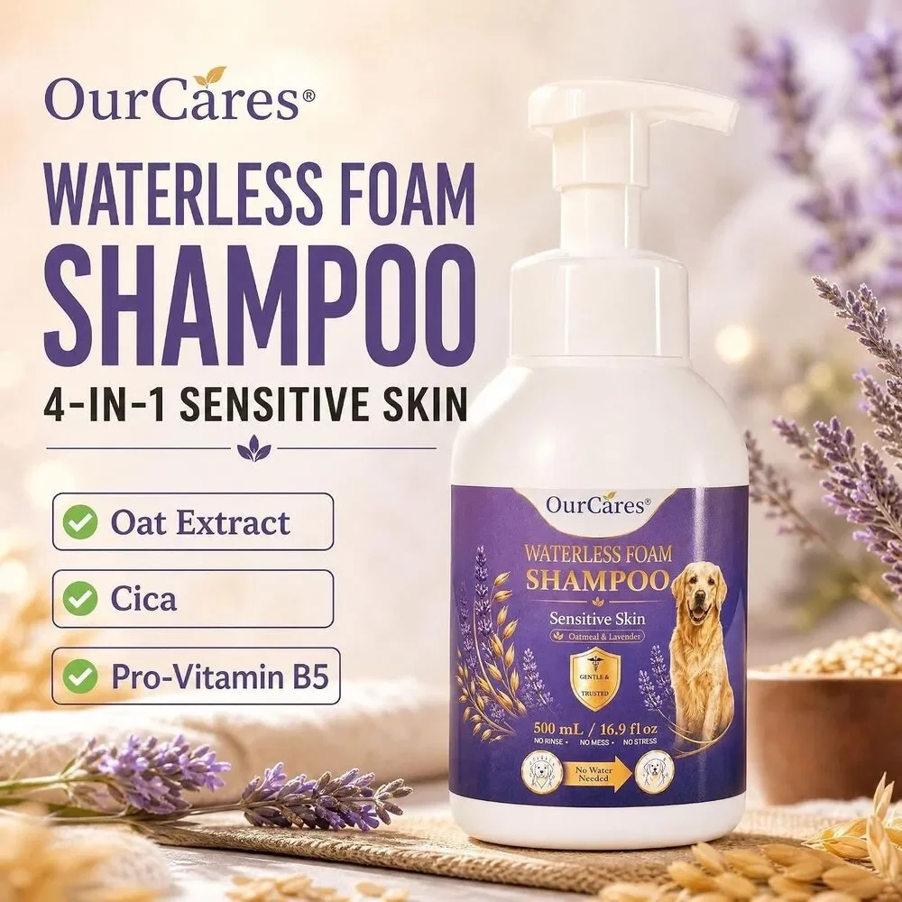 Dog Dry Shampoo 16.9oz Waterless No Rinse Foam Oatmeal Sensitive Skin Lavender